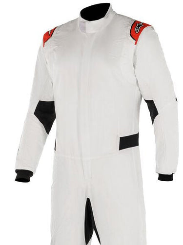Alpinestars Hypertech v2 Driver Race Suit White Closeup Image